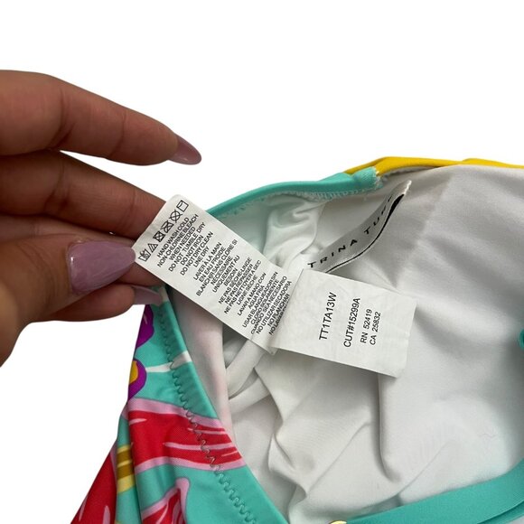 Trina Turk Plus Multicolor One Shoulder Asymmetric One‎ Piece Swimsuit 18W - Picture 6 of 10